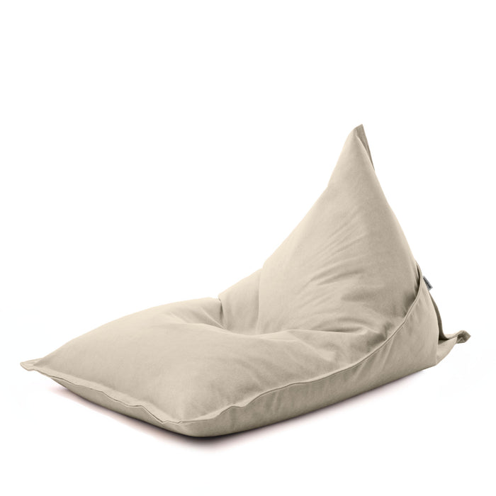 Pouf Shongo medio a forma di triangolo in tessuto antimacchia Dali per interno dim: 90x135 cm