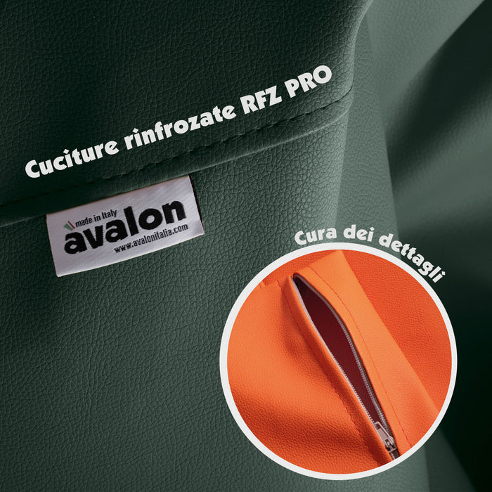 Outlet -  Avalon Pouf Poltrona Sacco Pera in Ecopelle di Dim. 70x130cm Made in Italy + Pochette Omaggio Colore Verdone