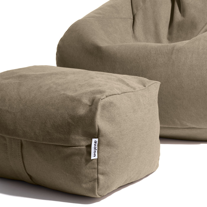 Outlet - Herry bean bag with footrest in stain-resistant Dali fabric, size: 80x80 cm, colour: Green