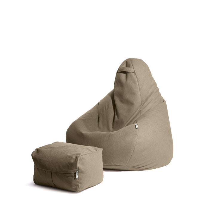 Outlet - Herry bean bag with footrest in stain-resistant Dali fabric, size: 80x80 cm, colour: Green