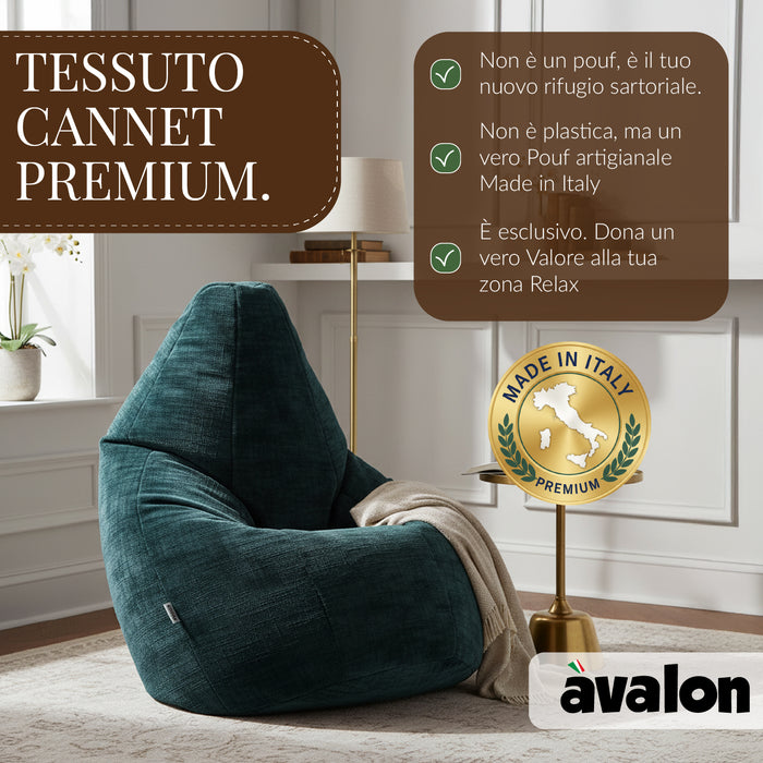 Pouf Poltrona Sacco Grande BAG L Avalon in tessuto Antimacchia Cannet per interno dim. 80 x 125 cm