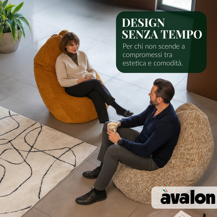 Pouf Poltrona Sacco Grande BAG L Avalon in tessuto Bouclè per interno dim. 80 x 125 cm