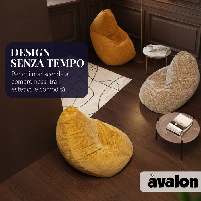 Pouf Poltrona Sacco Grande BAG L Avalon in tessuto Grisaglia per interno dim. 80 x 125 cm