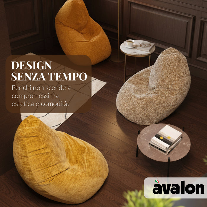 Pouf Poltrona Sacco Grande BAG L Avalon in tessuto Antimacchia Cannet per interno dim. 80 x 125 cm