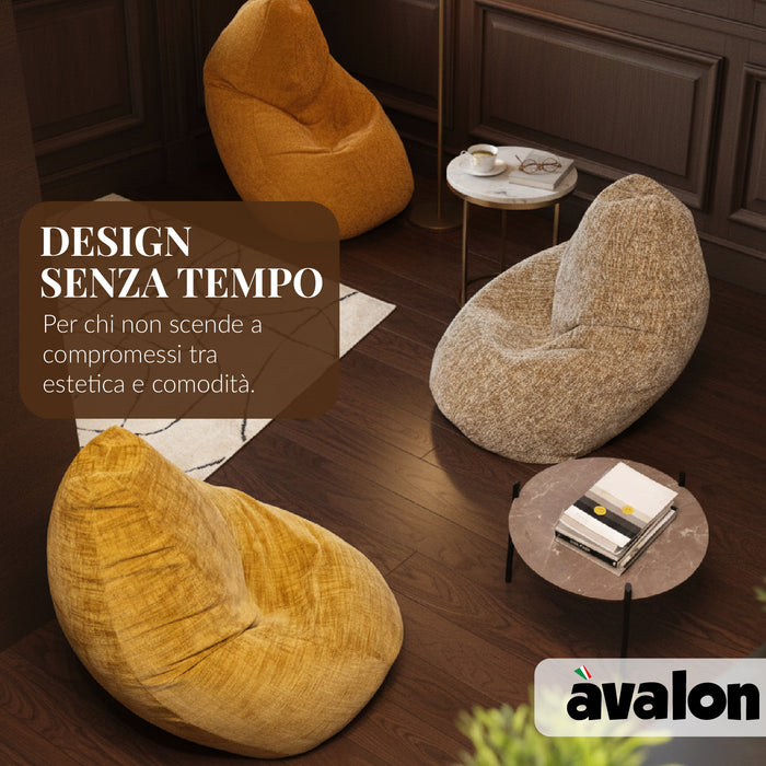 Pouf Poltrona Sacco Grande BAG L Avalon in tessuto Antimacchia Cannet per interno dim. 80 x 125 cm