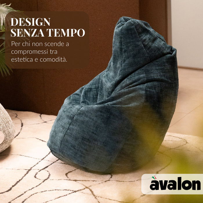 Pouf Poltrona Sacco Grande BAG L Avalon in tessuto Antimacchia Cannet per interno dim. 80 x 125 cm