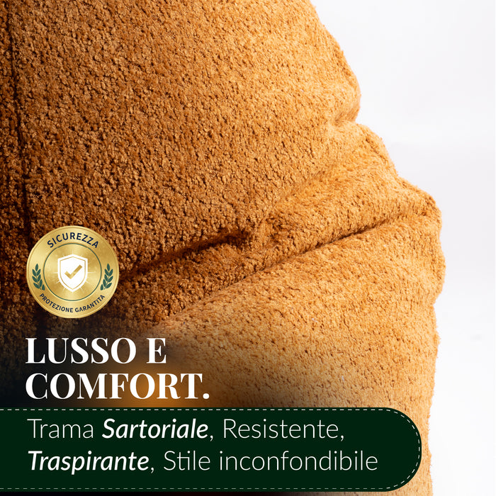 Pouf Poltrona Sacco Grande BAG L Avalon in tessuto Bouclè per interno dim. 80 x 125 cm