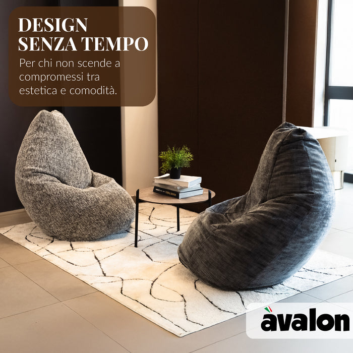 Pouf Poltrona Sacco Grande BAG L Avalon in tessuto Antimacchia Cannet per interno dim. 80 x 125 cm