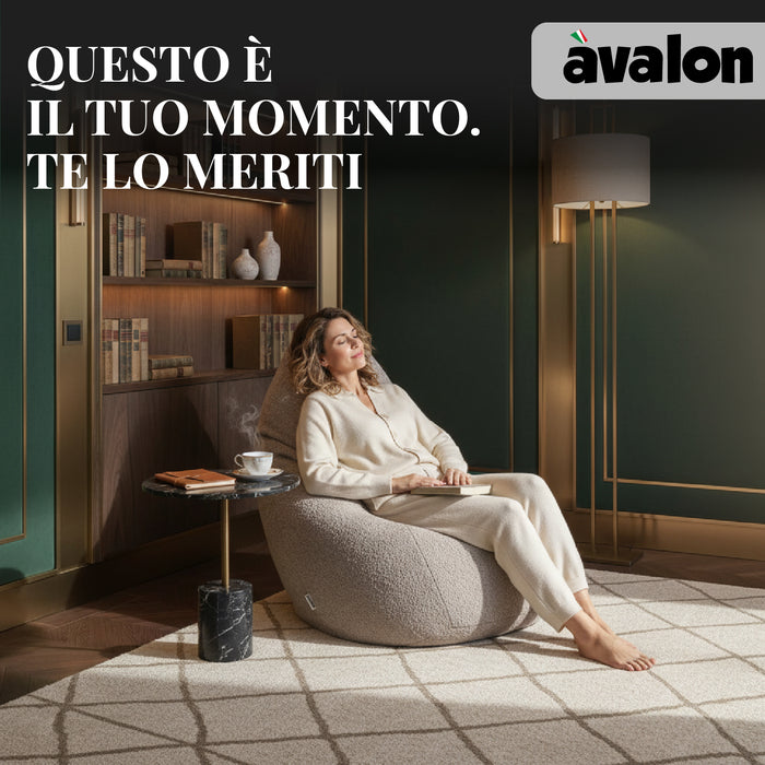 Pouf Poltrona Sacco Grande BAG L Avalon in tessuto Bouclè per interno dim. 80 x 125 cm