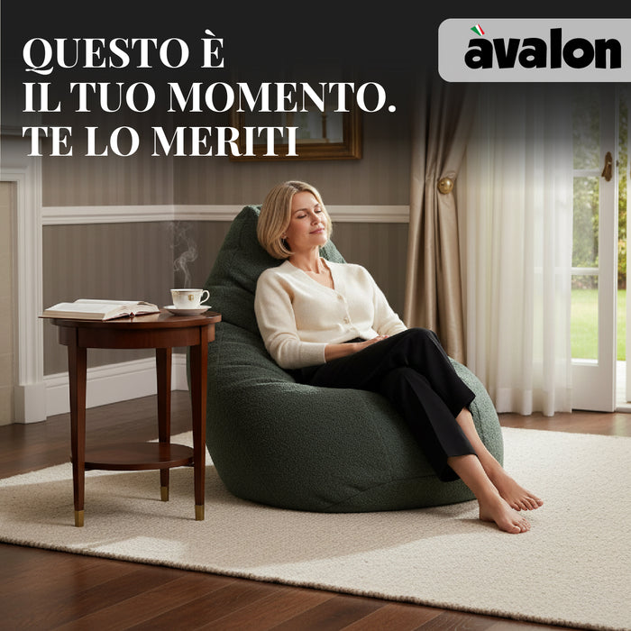 Pouf Poltrona Sacco Grande BAG L Avalon in tessuto Bouclè per interno dim. 80 x 125 cm