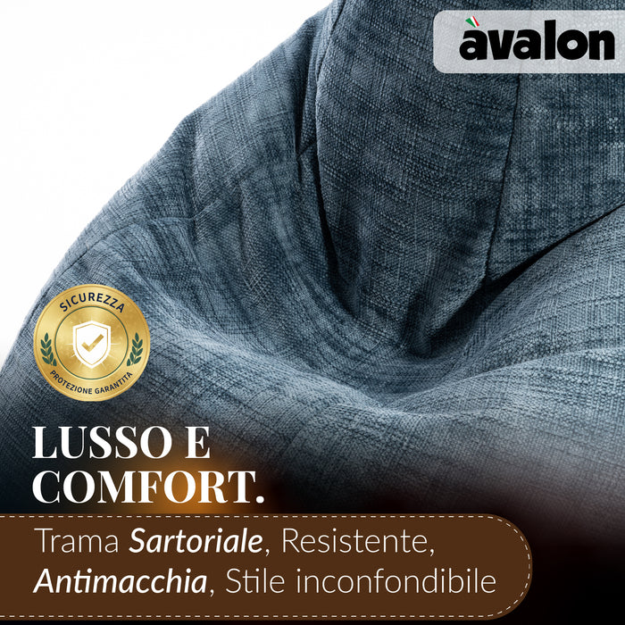 Pouf Poltrona Sacco Grande BAG L Avalon in tessuto Antimacchia Cannet per interno dim. 80 x 125 cm