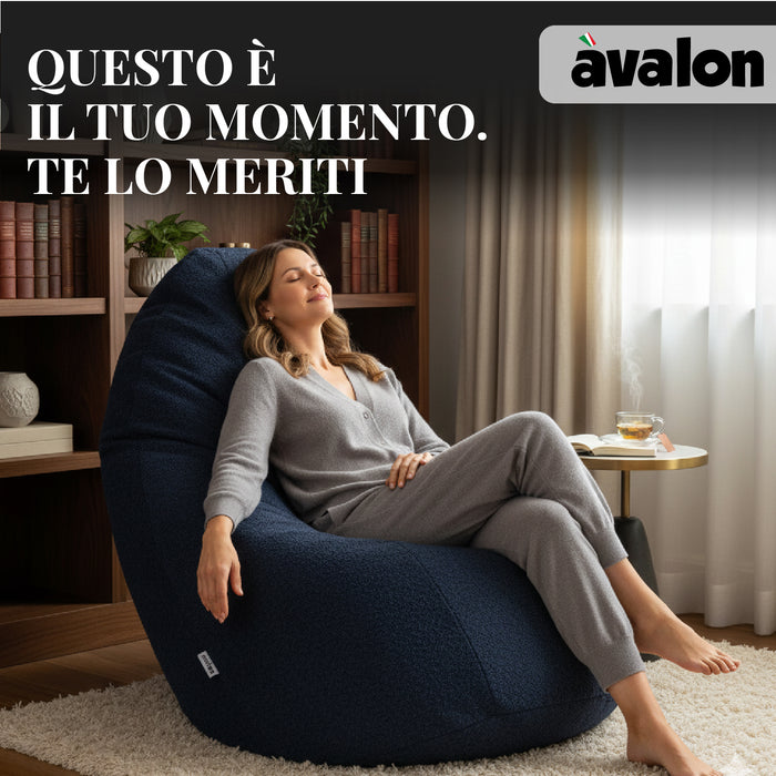 Pouf Poltrona Sacco Grande BAG L Avalon in tessuto Bouclè per interno dim. 80 x 125 cm