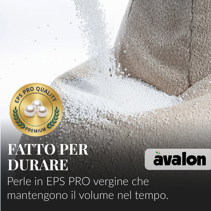 Pouf Poltrona Sacco Grande BAG L Avalon in tessuto Bouclè per interno dim. 80 x 125 cm
