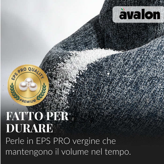 Pouf Poltrona Sacco Grande BAG L Avalon in tessuto Grisaglia per interno dim. 80 x 125 cm