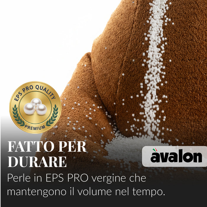 Pouf Poltrona Sacco Grande BAG L Avalon in tessuto Bouclè per interno dim. 80 x 125 cm