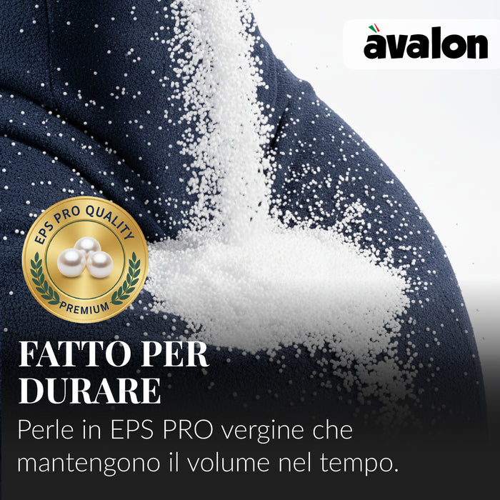 Pouf Poltrona Sacco Grande BAG L Avalon in tessuto Bouclè per interno dim. 80 x 125 cm