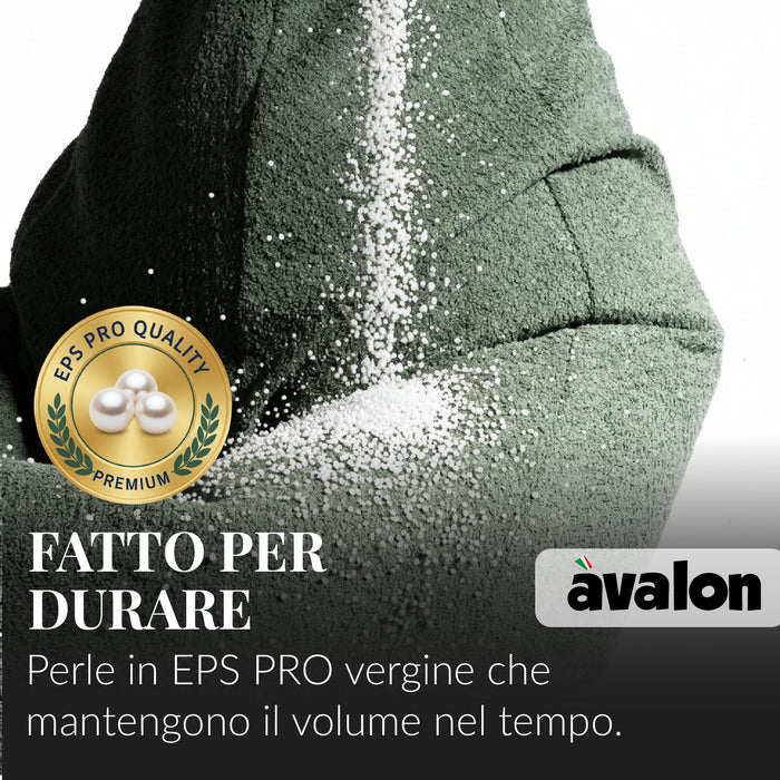 Pouf Poltrona Sacco Grande BAG L Avalon in tessuto Bouclè per interno dim. 80 x 125 cm