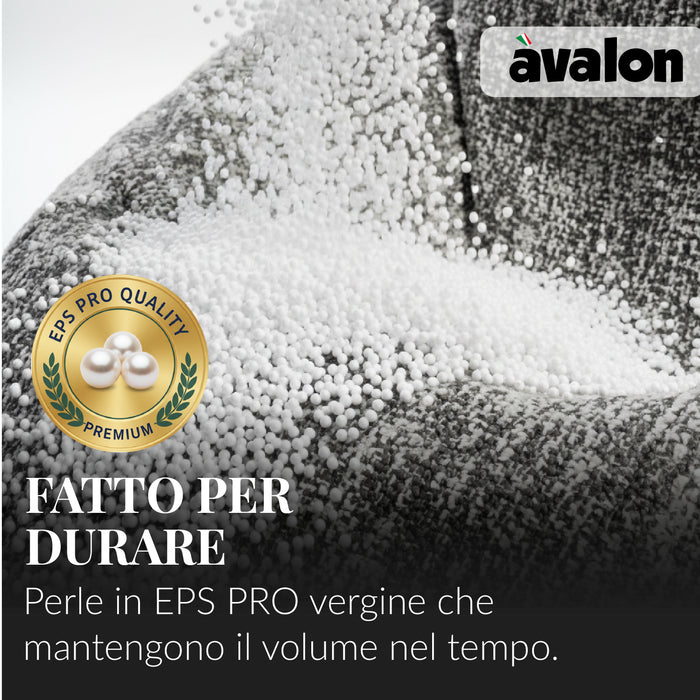 Pouf Poltrona Sacco Grande BAG L Avalon in tessuto Grisaglia per interno dim. 80 x 125 cm