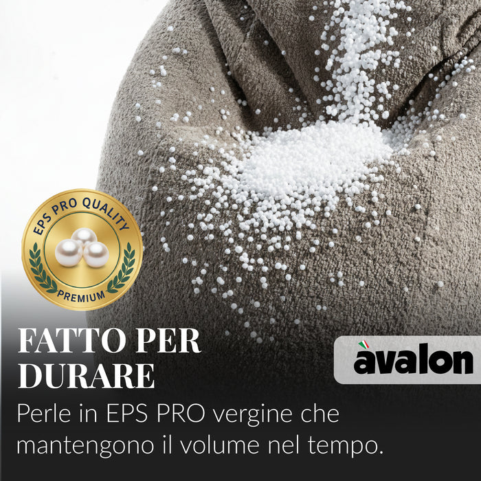 Pouf Poltrona Sacco Grande BAG L Avalon in tessuto Bouclè per interno dim. 80 x 125 cm