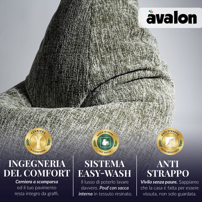 Pouf Poltrona Sacco Grande BAG L Avalon in tessuto Grisaglia per interno dim. 80 x 125 cm