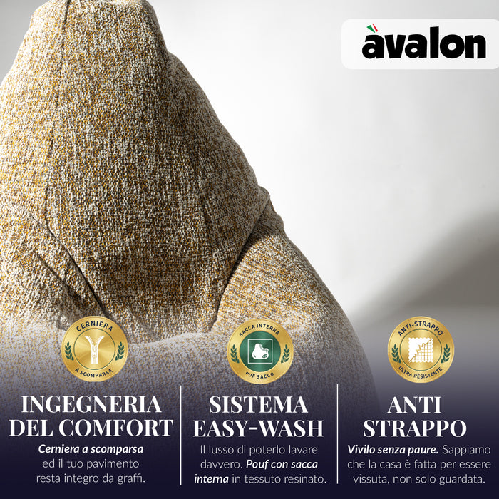 Pouf Poltrona Sacco Grande BAG L Avalon in tessuto Grisaglia per interno dim. 80 x 125 cm