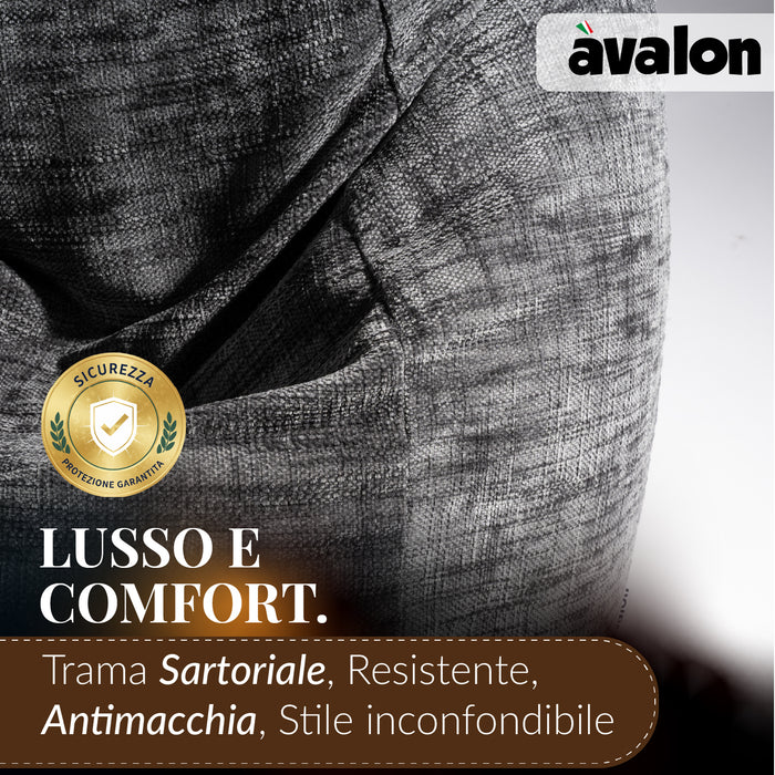 Pouf Poltrona Sacco Grande BAG L Avalon in tessuto Antimacchia Cannet per interno dim. 80 x 125 cm