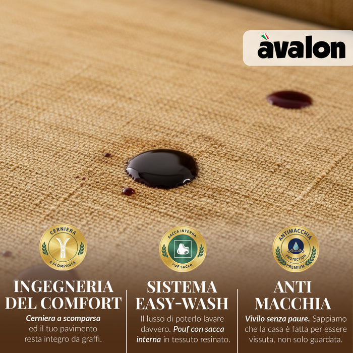 Pouf Poltrona Sacco Grande BAG L Avalon in tessuto Antimacchia Cannet per interno dim. 80 x 125 cm