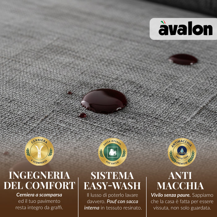 Pouf Poltrona Sacco Grande BAG L Avalon in tessuto Antimacchia Cannet per interno dim. 80 x 125 cm