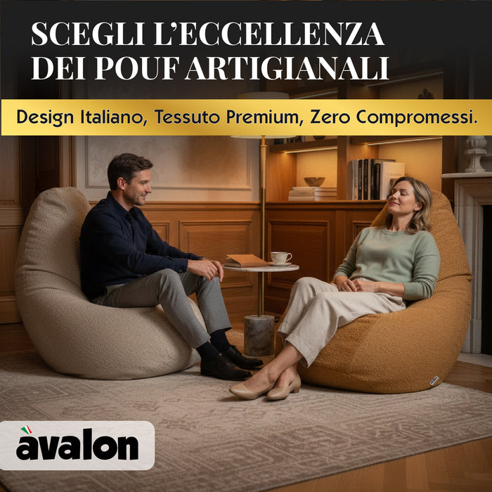 Pouf Poltrona Sacco Grande BAG L Avalon in tessuto Bouclè per interno dim. 80 x 125 cm