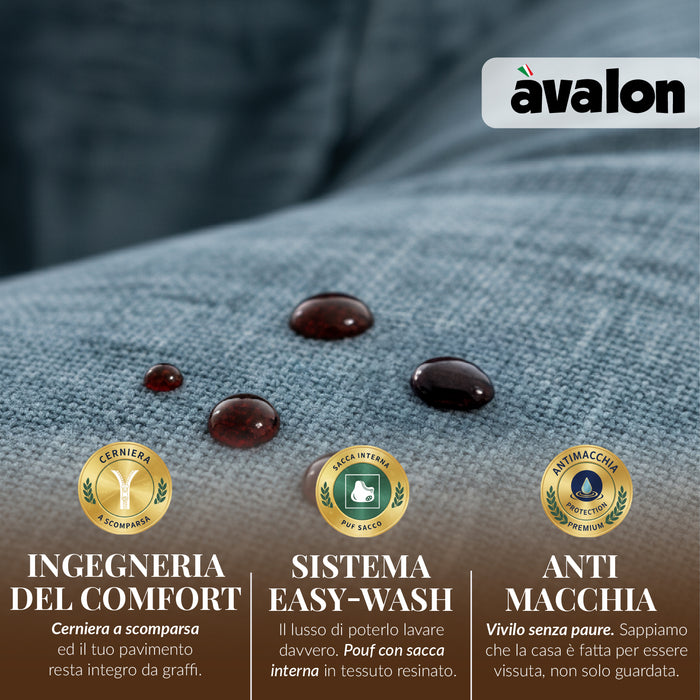 Pouf Poltrona Sacco Grande BAG L Avalon in tessuto Antimacchia Cannet per interno dim. 80 x 125 cm