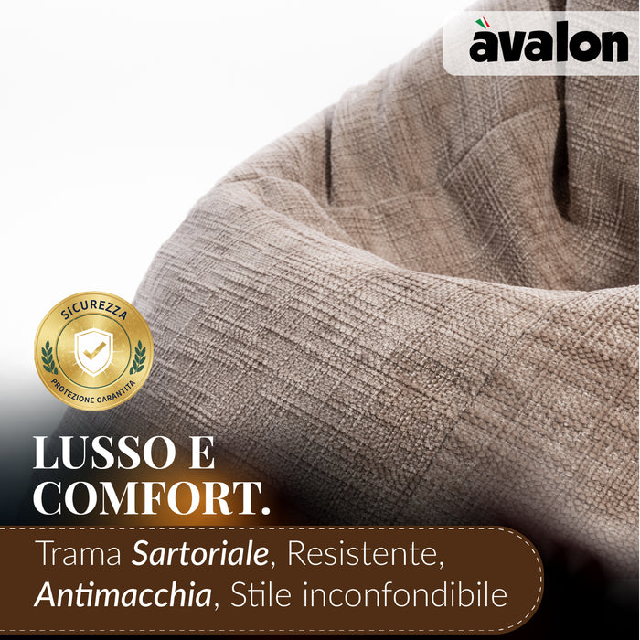 Pouf Poltrona Sacco Grande BAG L Avalon in tessuto Antimacchia Cannet per interno dim. 80 x 125 cm
