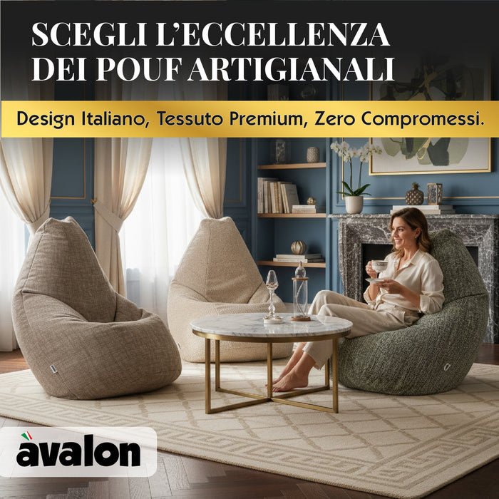 Pouf Poltrona Sacco Grande BAG L Avalon in tessuto Antimacchia Cannet per interno dim. 80 x 125 cm