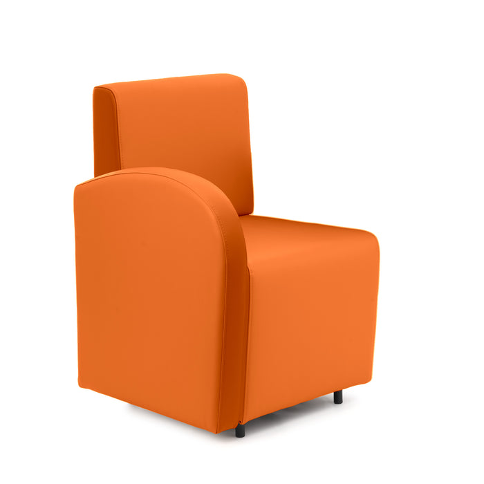 Divanetto Onda 1 posto con bracciolo dx per Locali in ecopelle Ignifugo Mamba Dim 58x62xH88