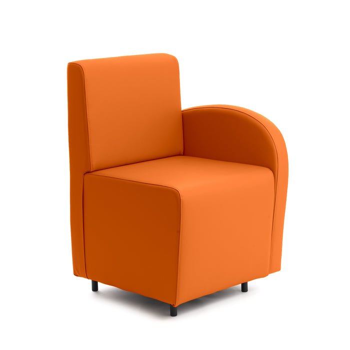 Divanetto Onda 1 posto con bracciolo dx per Locali in ecopelle Ignifugo Mamba Dim 58x62xH88