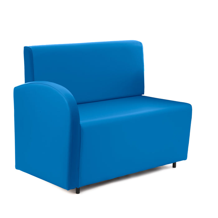 Divanetto Onda 2 posti con bracciolo dx per Locali in ecopelle Ignifugo Mamba Dim 108x62xH88