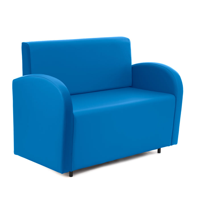Divanetto Onda 2 posti con bracciolo dx per Locali in ecopelle Ignifugo Mamba Dim 108x62xH88