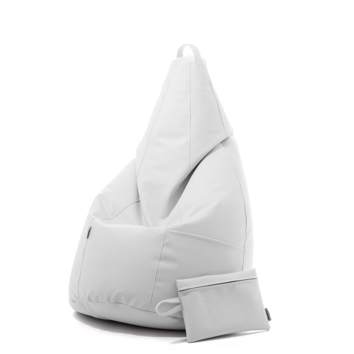 Outlet -  Avalon Pouf Poltrona Sacco Pera in Finta pelle Jazz di Dim. 70x130cm Made in Italy + Pochette Omaggio Colore Bianco
