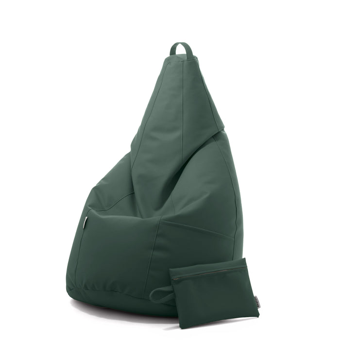 Discounted - Avalon Pouf Armchair Sacco Pear in Eco-leather Dim. 70x130cm Made in Italy + Free Clutch Bag Apple Green Color