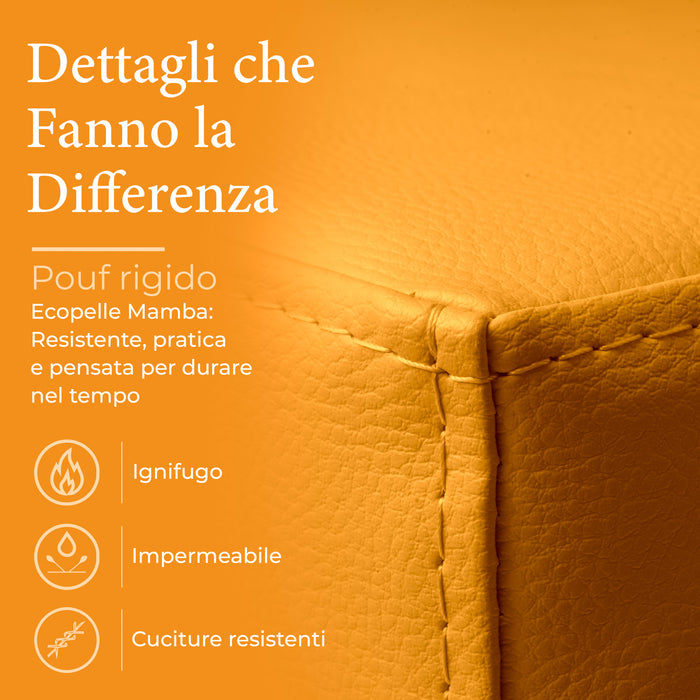 Avalon Rigid Cube Pouf Faux Leather Mamba Trendy Class 1-IM Fire Retardant for Indoor and Outdoor Use. Dimensions: Width 35 cm X Depth 35 cm X Height 35 cm 