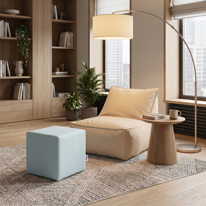 Avalon Rigid Cube Pouf Faux Leather Mamba Trendy Class 1-IM Fire Retardant for Indoor and Outdoor Use. Dimensions: Width 35 cm X Depth 35 cm X Height 35 cm 