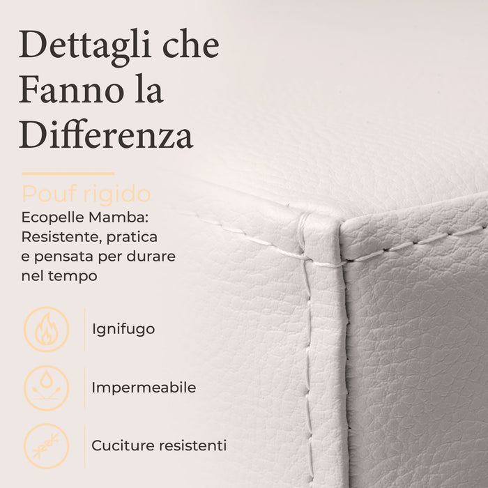 Avalon Rigid Cube Pouf Faux Leather Mamba Trendy Class 1-IM Fire Retardant for Indoor and Outdoor Use. Dimensions: Width 35 cm X Depth 35 cm X Height 35 cm 