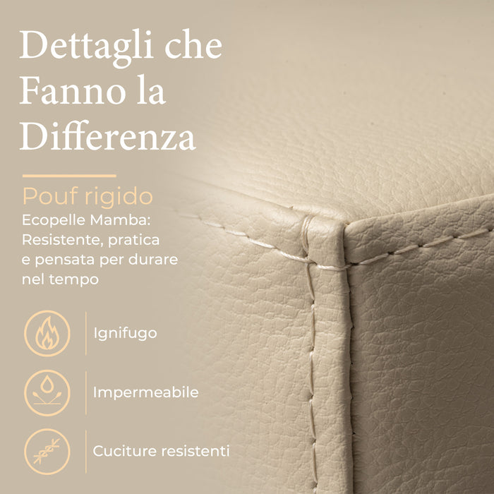 Avalon Rigid Cube Pouf Faux Leather Mamba Trendy Class 1-IM Fire Retardant for Indoor and Outdoor Use. Dimensions: Width 35 cm X Depth 35 cm X Height 35 cm 