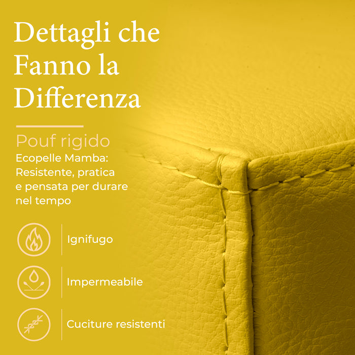 Avalon Rigid Cube Pouf Faux Leather Mamba Trendy Class 1-IM Fire Retardant for Indoor and Outdoor Use. Dimensions: Width 35 cm X Depth 35 cm X Height 35 cm 
