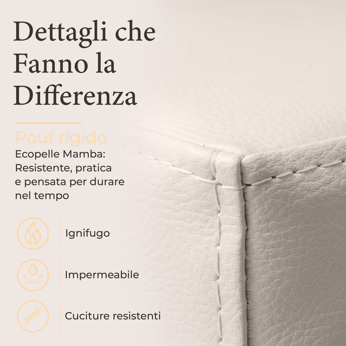 Avalon Rigid Cube Pouf Faux Leather Mamba Trendy Class 1-IM Fire Retardant for Indoor and Outdoor Use. Dimensions: Width 35 cm X Depth 35 cm X Height 35 cm 