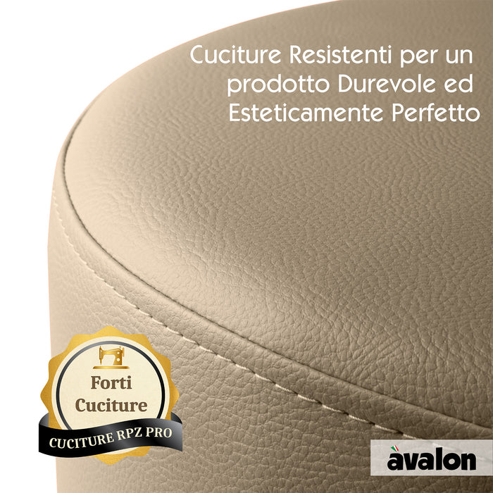 Avalon Rigid Cylinder Pouf Faux Leather Jazz for Indoor and Outdoor Dim: Ø40 cm X H43 cm