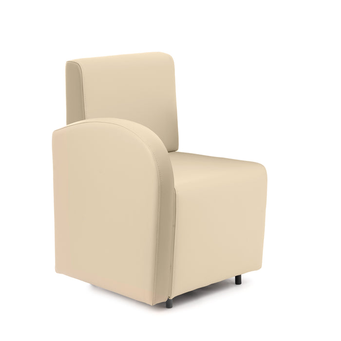 Divanetto Onda 1 posto con bracciolo dx per Locali in ecopelle Ignifugo Mamba Dim 58x62xH88