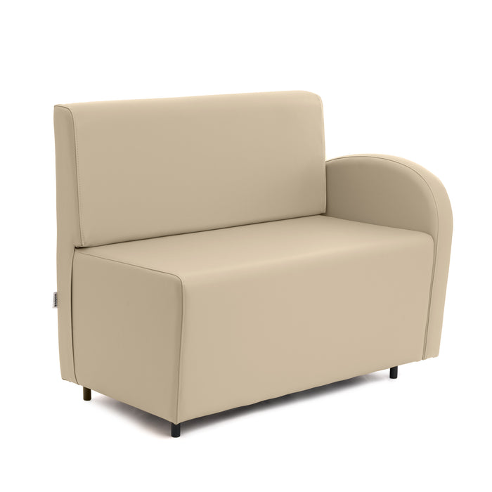 Divanetto Onda 2 posti con bracciolo dx per Locali in ecopelle Ignifugo Mamba Dim 108x62xH88