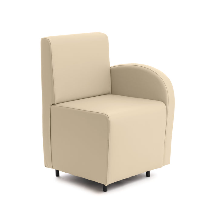 Divanetto Onda 1 posto con bracciolo dx per Locali in ecopelle Ignifugo Mamba Dim 58x62xH88