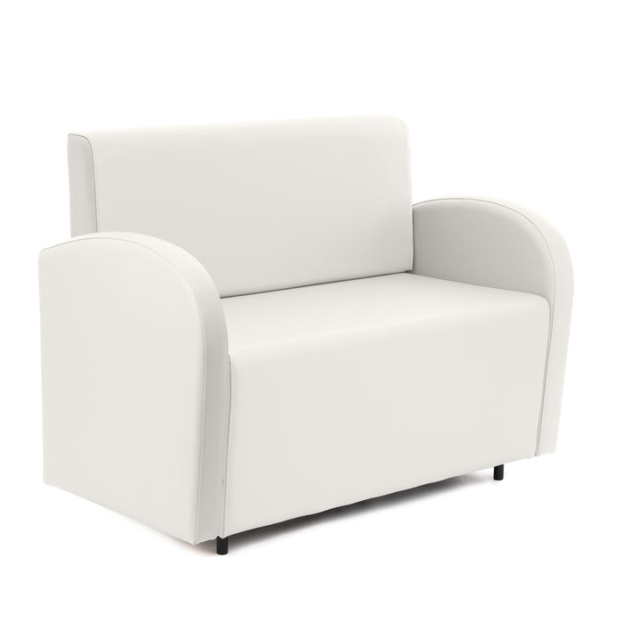 Divanetto Onda 2 posti con braccioli per Locali in ecopelle Ignifugo Mamba Dim 116x62xH88