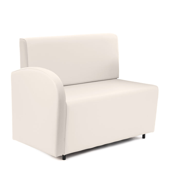 Divanetto Onda 2 posti con bracciolo dx per Locali in ecopelle Ignifugo Mamba Dim 108x62xH88